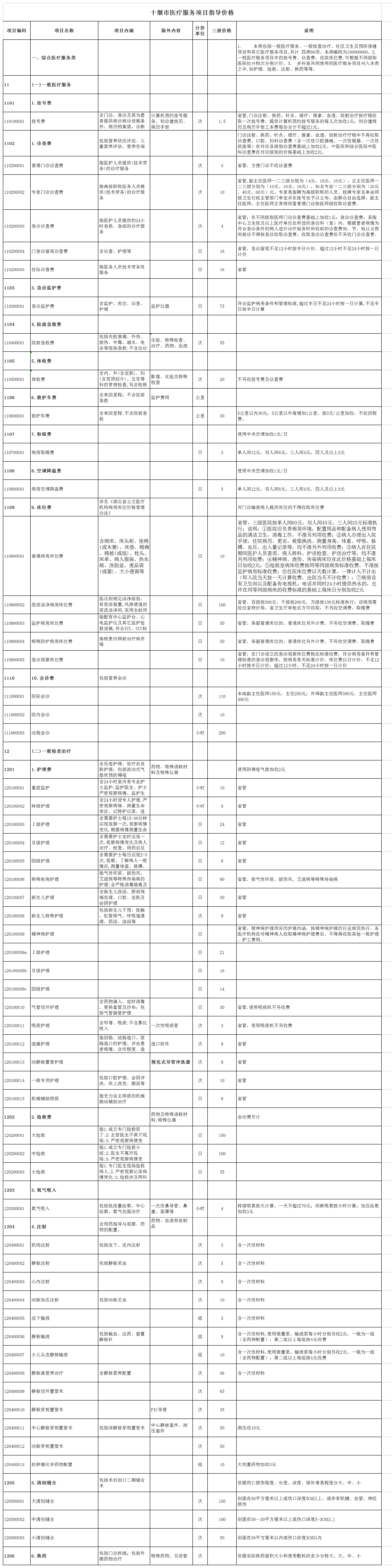 十堰市醫(yī)療服務(wù)指導(dǎo)價格2020.png